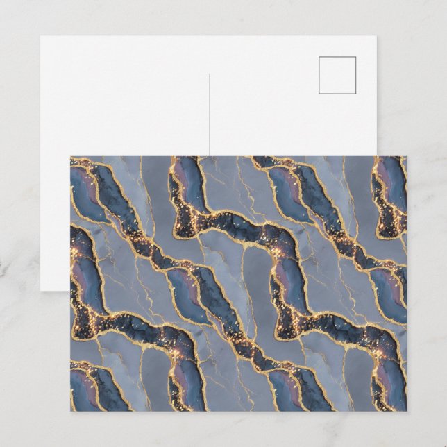 Carte Postale Texture de marbre gris foncé de luxe avec veines d (Devant / Derrière)