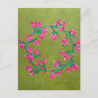 Carte Postale Textured Pink Flower Wreath Painting 