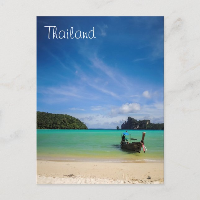 Carte Postale Thailand Beach Photo with Fishing Boat (Devant)