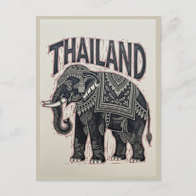 Carte Postale Thaïlande - Bloc d'éléphants (Devant)