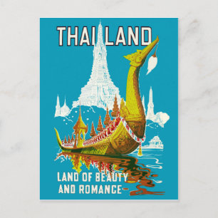 Carte Postale Thaïlande, grand de beauté et de romance, vintage