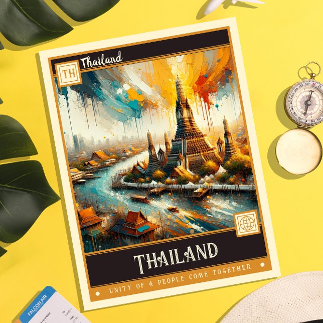 Carte Postale Thaïlande | Peinture Vintage (Créateur téléchargé)