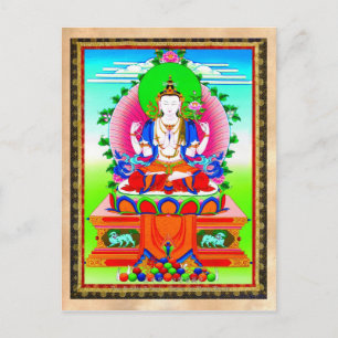 Carte Postale Thangka tibétaine cool Shadakshari Avalokiteshvara