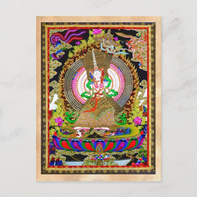 Carte Postale Thangka tibétaine orientale cool Usnisa Sitatapatr (Devant)