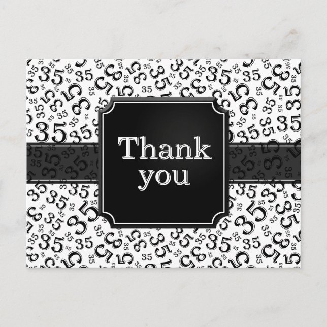 Carte Postale Thank You 35 Number Pattern Black/White (Devant)
