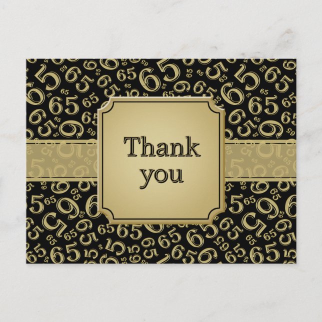 Carte Postale Thank You 65 Number Pattern Gold/Black (Devant)