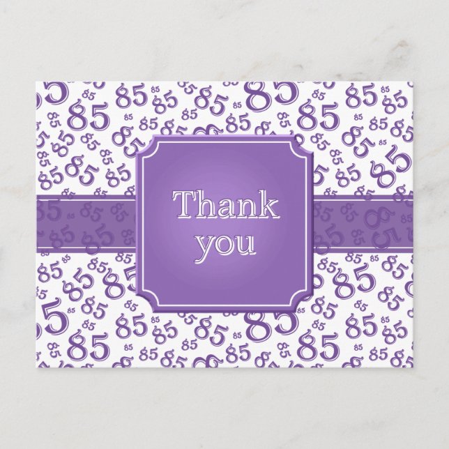 Carte Postale Thank You 85 Number Pattern Purple/White (Devant)