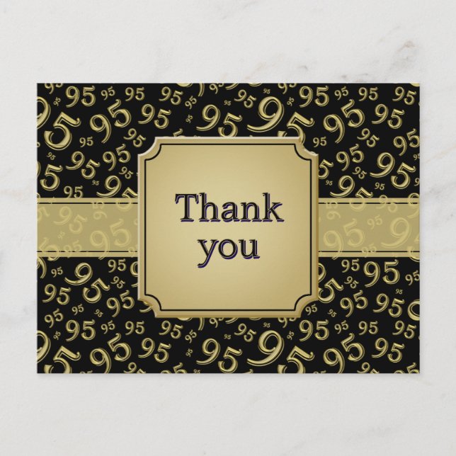 Carte Postale Thank You 95 Number Pattern Gold/Black (Devant)