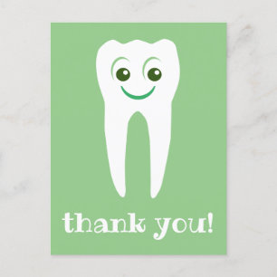 Carte Postale thank you dentist smiling tooth postcard