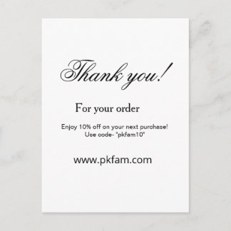 Carte Postale Thank you for purchase pink family business detail