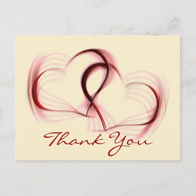 Carte Postale Thank You Hearts Pink & Red Greeting Postcard (Devant)