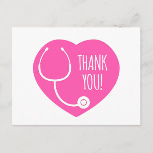 Carte Postale Thank You   Pink Heart Stethoscope