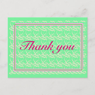 Carte Postale Thank you ~ribbon heart light green~