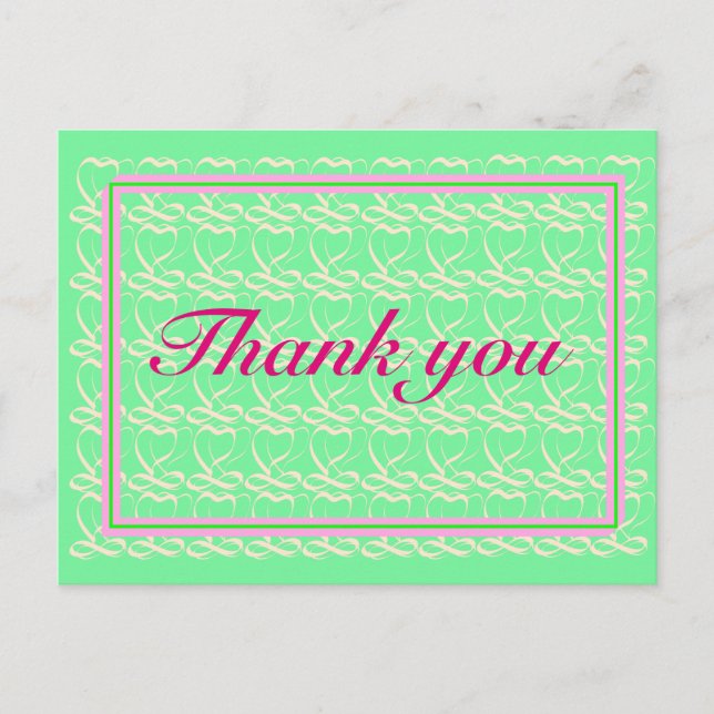Carte Postale Thank you ~ribbon heart light green~ (Devant)