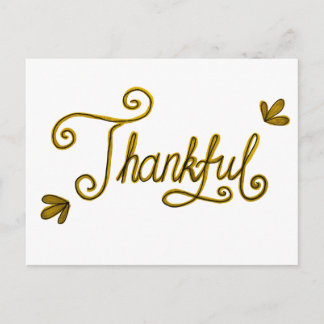 Carte Postale Thankful gold lettering