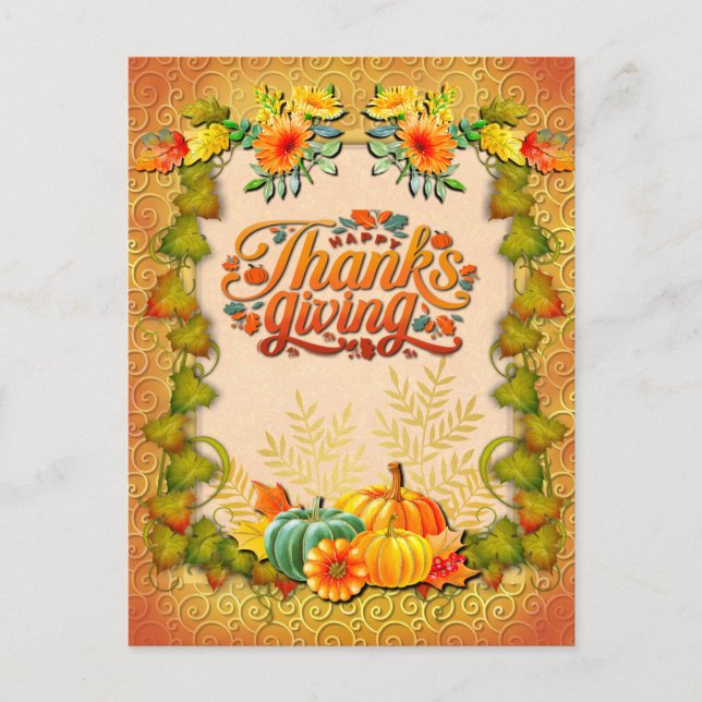 Carte Postale Thanksgiving Automne Automne Maple Feuilles et cit (Devant)