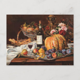 Carte postale Thanksgiving avec Fruits et vin