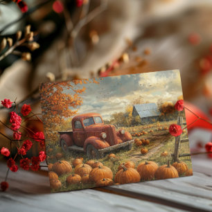 Carte Postale Thanksgiving Citrouille Vintage Patch Halloween