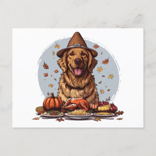 Carte Postale Thanksgiving Golden Retriever Chien