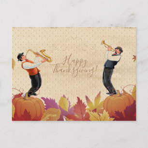 Carte Postale Thanksgiving Holiday Retro Music Jazz Musiciens