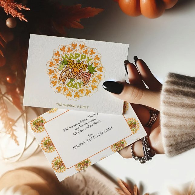 Carte Postale Thanksgiving Orange Bohemian Mandala Autumn Leaves (Créateur téléchargé)