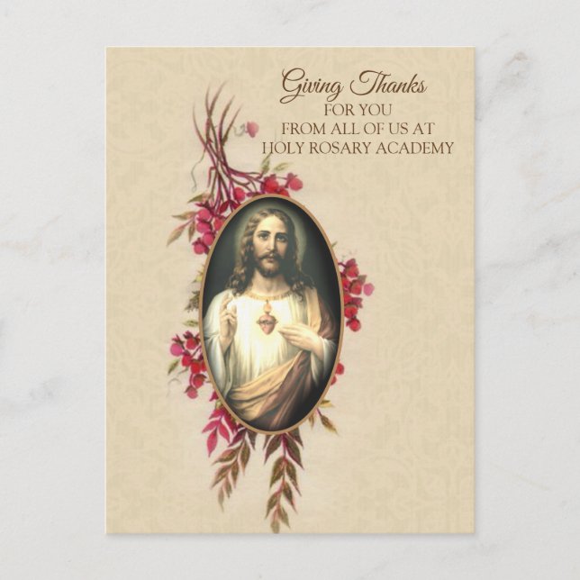 Carte Postale Thanksgiving Sacred Heart of Jesus Automne Floral (Devant)