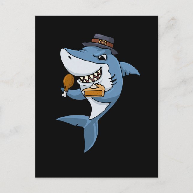 Carte Postale Thanksgiving Shark Gift Citrouille Pie Thanksgivin (Devant)