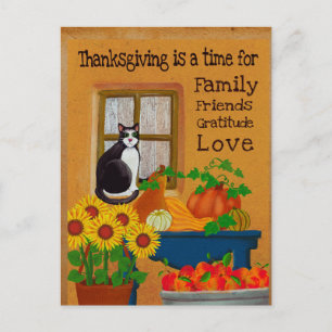 Carte Postale Thanksgiving sud-ouest avec chat