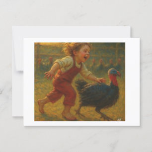Carte Postale Thanksgiving Turkey Chase,