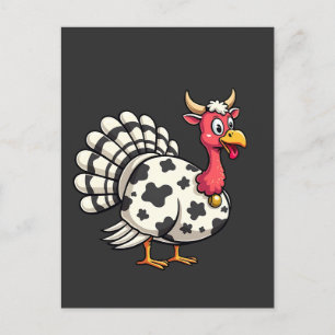 Carte Postale Thanksgiving Turkey Moo Cow Head Fundy Fall Family