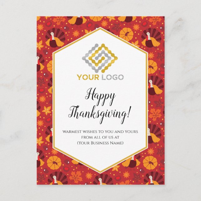 Carte Postale Thanksgiving Turkeys Logo Business (Devant)