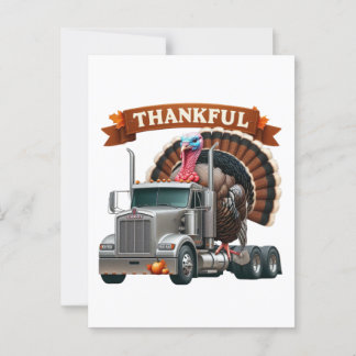 Carte Postale Thanksgiving Turquie équitation Semi-camion