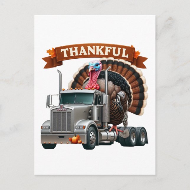Carte Postale Thanksgiving Turquie équitation Semi-camion (Devant)