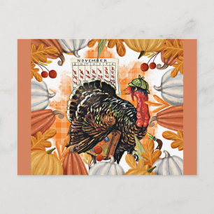 Carte Postale Thanksgiving vintage, Turquie en fuite,