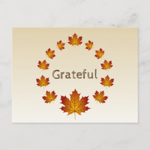 Carte Postale Thanksgiving Wreath Grateful Simple Feuilles d'éra