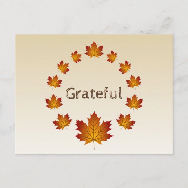 Carte Postale Thanksgiving Wreath Grateful Simple Feuilles d'éra (Devant)