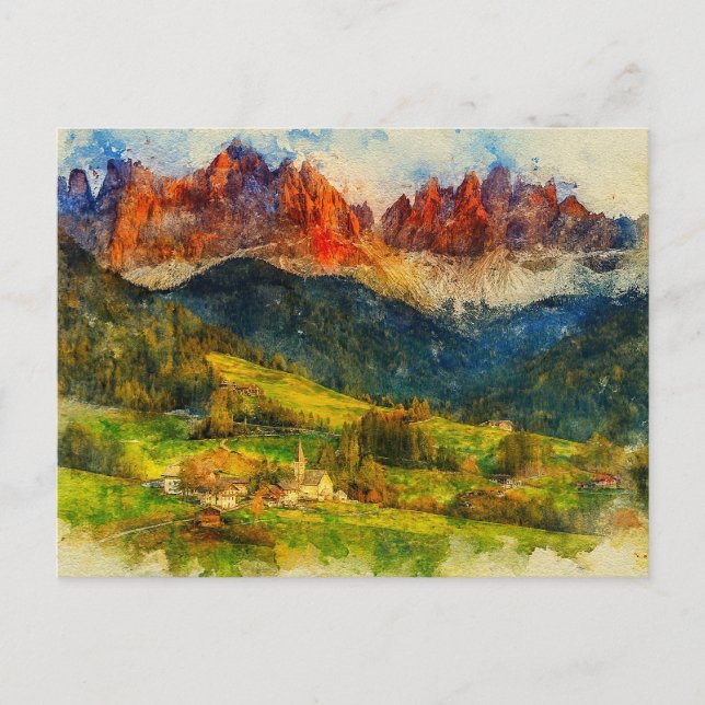 Carte Postale The Alps Alpine Mount - Watercolor Splash Painting (Devant)