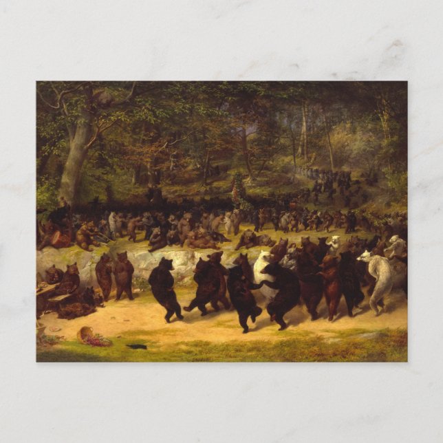Carte Postale The Bear Dance, 1870 par William Holbrook Beard (Devant)