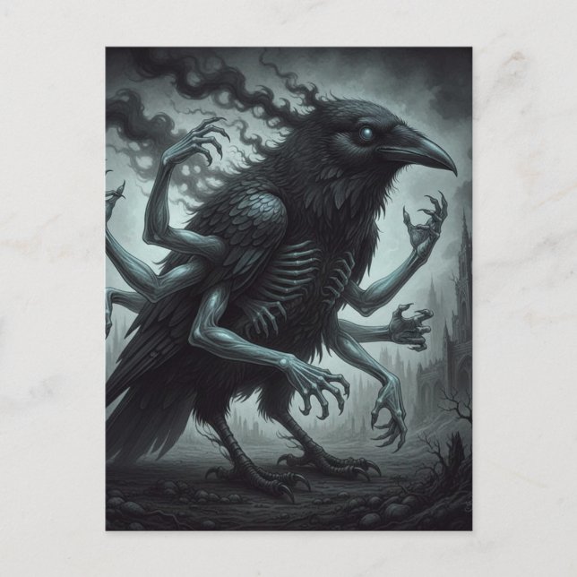 Carte Postale The black bird with human arms dark fantasy  (Devant)