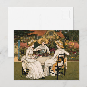 Carte Postale Thé de l'après-midi dans le jardin, le thé, le gât