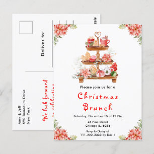 Carte Postale Thé de Noël Fête Rouge