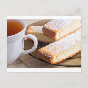 Carte Postale Thé et assiette de biscuits frais