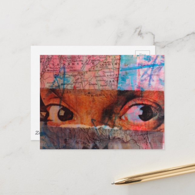 Carte Postale The Eyes junk journal Collage (Devant/Arrière en situation)