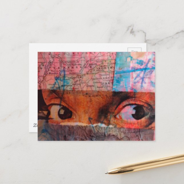 Carte Postale The Eyes junk journal Collage (Devant/Arrière en situation)