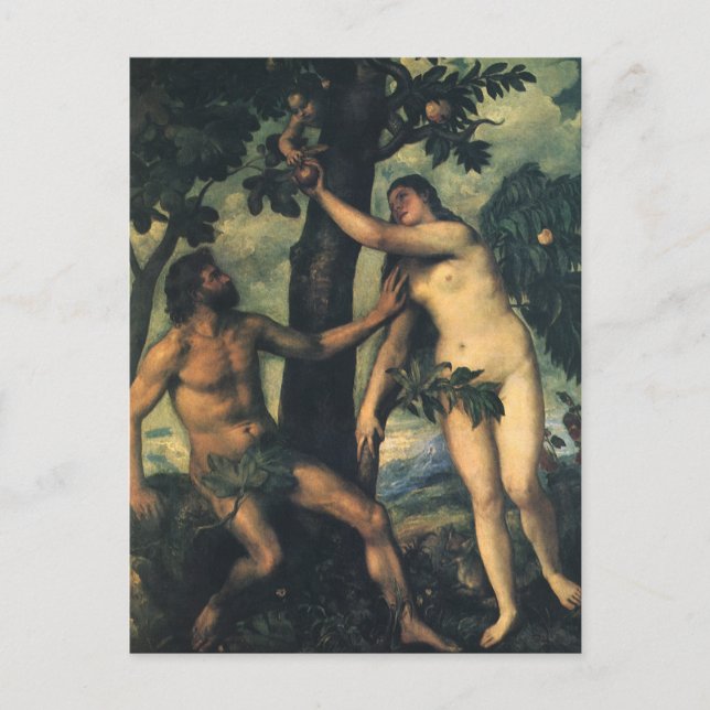Carte Postale The Fall of Man; Adam and Eve by Titian (Devant)
