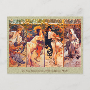 Carte Postale The Four Seasons (série 1897) par Alphonse Mucha