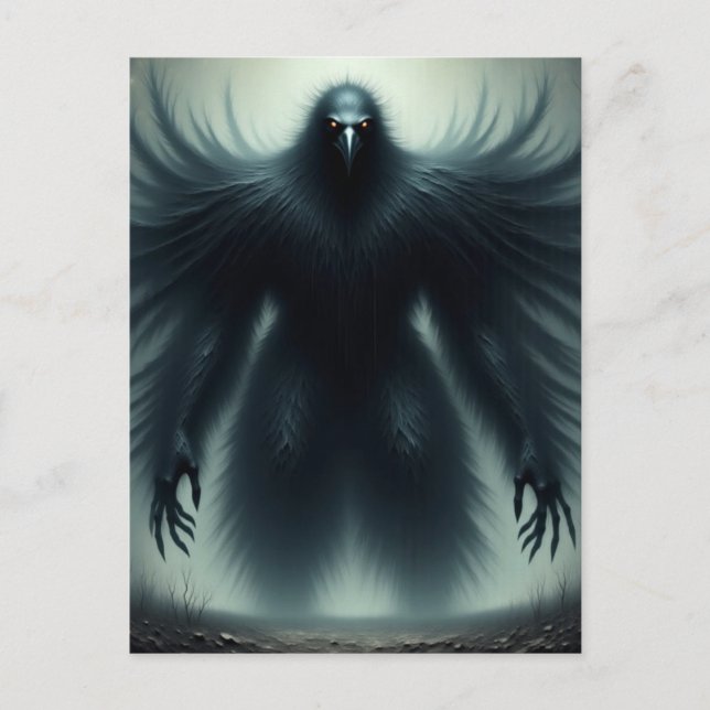 Carte Postale The giant black bird with human arms dark fantasy  (Devant)
