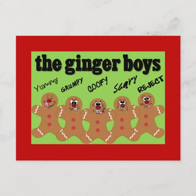 Carte Postale "The Ginger Boys" Gingerbread Man Boy Band (Devant)