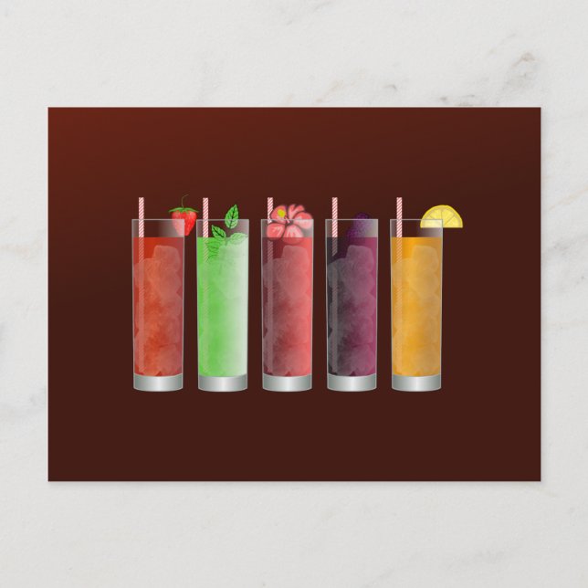 Carte Postale Thé glacé Mois avec 5 saveurs de thé glacé (Devant)