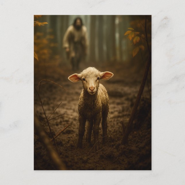 Carte Postale The Good Shepherd and the Lost Lamb – Jesus & Lamb (Devant)